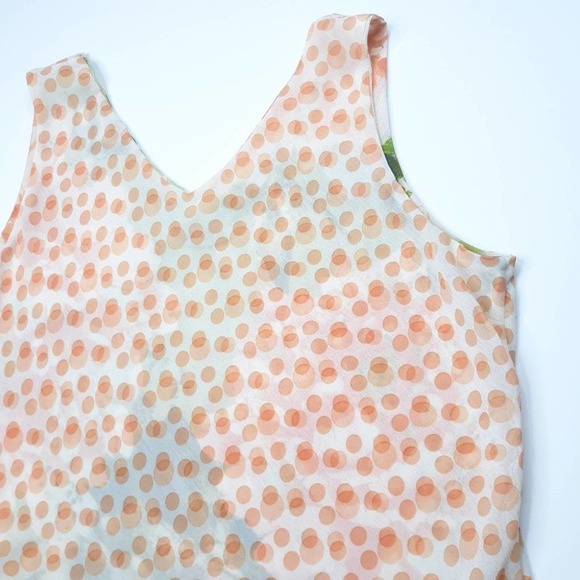 Pierre Cardin XL Tank Top Orange Floral Polka Dot - Picture 4 of 8